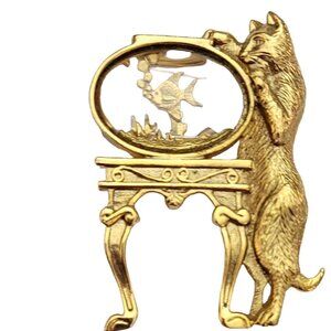 1928 Brand Cat Fish Bowl Pin Brooch K128